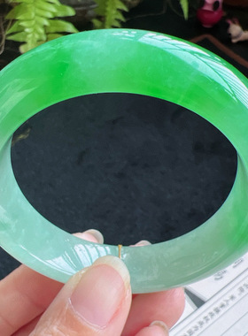 54圈口缅甸天然A货老坑种翡翠手镯玉镯子平洲直供077D0202E