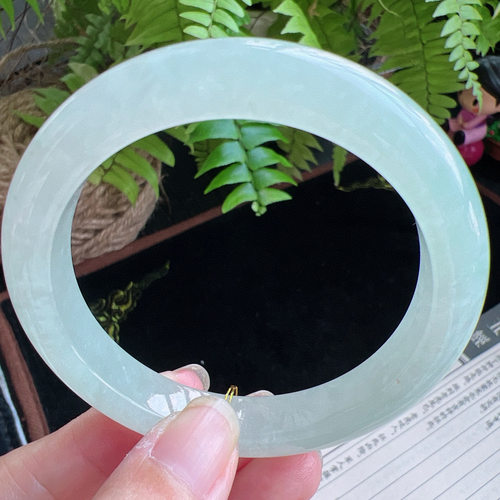 57圈口缅甸天然A货老坑种玉镯平洲翡翠手镯精选编号077D0317E