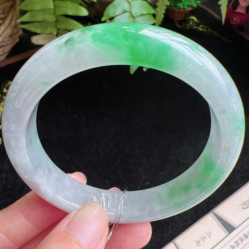 56圈口缅甸天然A货老坑种玉镯平洲翡翠手镯精选编号064D0411E