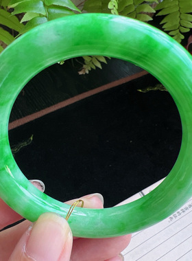 圆条53圈口缅甸天然A货老坑种玉镯平洲翡翠手镯精选编号049D0313E