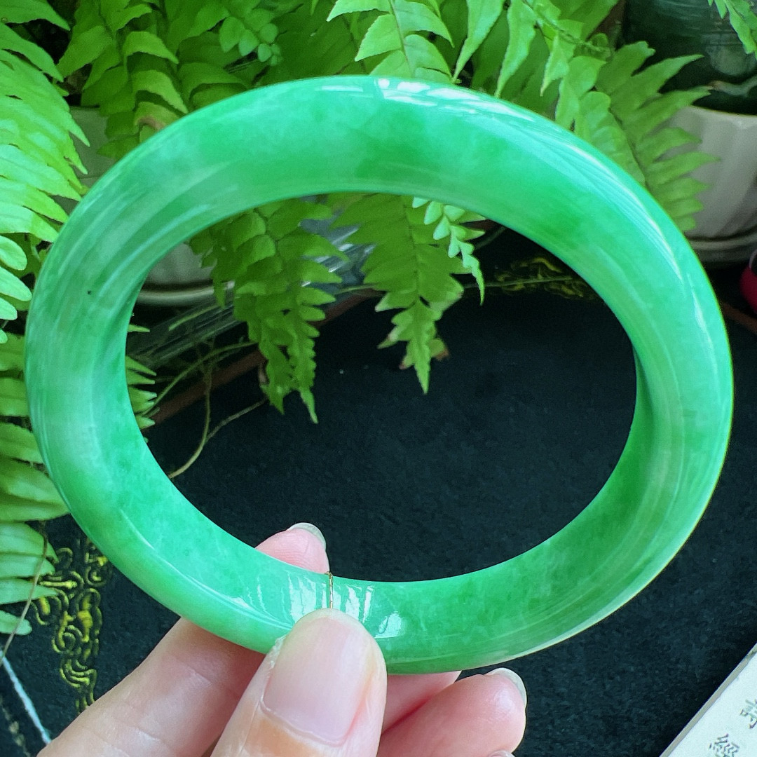 60圈口缅甸天然A货老坑种翡翠手镯玉镯子平洲翡翠手镯精选