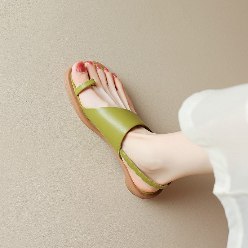 巨柔软 ！套趾软皮简约一字鞋女2025夏天平底露趾时尚后绊带凉鞋,女鞋,一字带凉鞋,淘宝优惠券,粉丝福利购,淘宝优惠卷