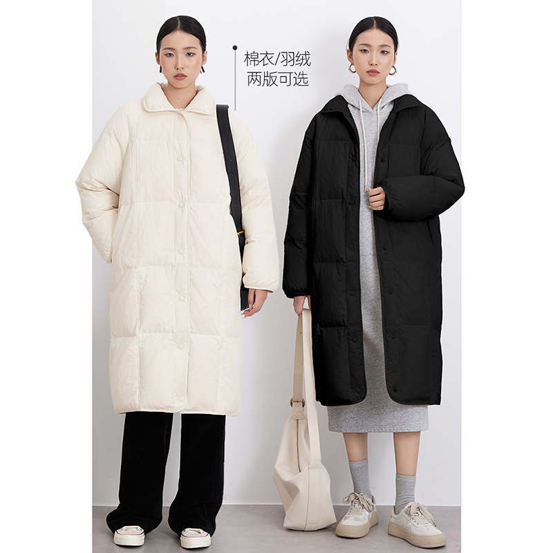 CR90%白鸭绒加厚中长款羽绒服