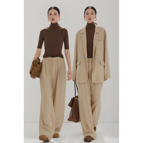 CR复古山本裤空气感阔腿长裤