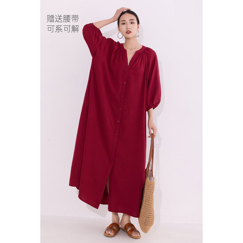 连衣裙女新款裙子红色A字长裙