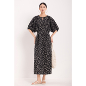 裙子2026夏季 长裙气质黑色巨好看掐腰连衣裙 流行连身裙女碎花新款