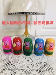 新款 俄罗斯套娃五层卡通套娃儿童益智荷木小猪玩具彩绘套娃小摆件