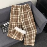 MA767-P45格子裤新款裤子显瘦慵懒直筒裤美式宽松阔腿裤加绒，男装休闲裤，星座1611A