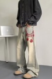 MA626-P50美式复古水洗刺绣黄泥染休闲牛仔裤宽微喇裤高街长裤，男装牛仔裤，星座1611A