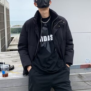 MA618-P90纯色假两件短款棉衣冬季痞帅宽松加厚保暖立领棉服图片