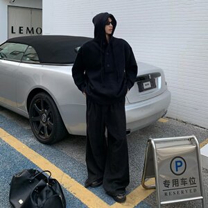 MA653-P55早秋氛围感半开衫连帽毛衣美式外套大帽子外搭针织衫图片