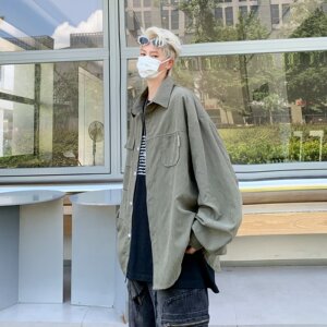 MA587-P35日系复古宽松工装衬衫基础款多口袋休闲外套图片