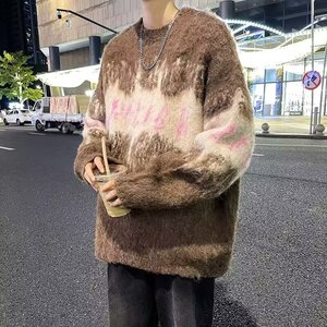 MA774-P48美式复古毛衣潮牌冬季慵懒高级感小众设计感针织衫上衣图片