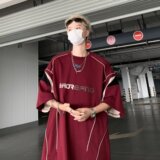 MA294-P40复古运动线条拼接短袖新款宽松五分袖体恤衫百搭休闲，男装休闲套装，星座1611A