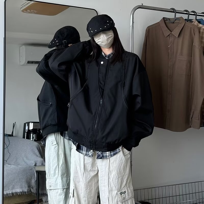 MA648-P68美式高街双拉链vibe风宽松痞帅飞行员夹克棒球服外套,男装夹克,星座1611A