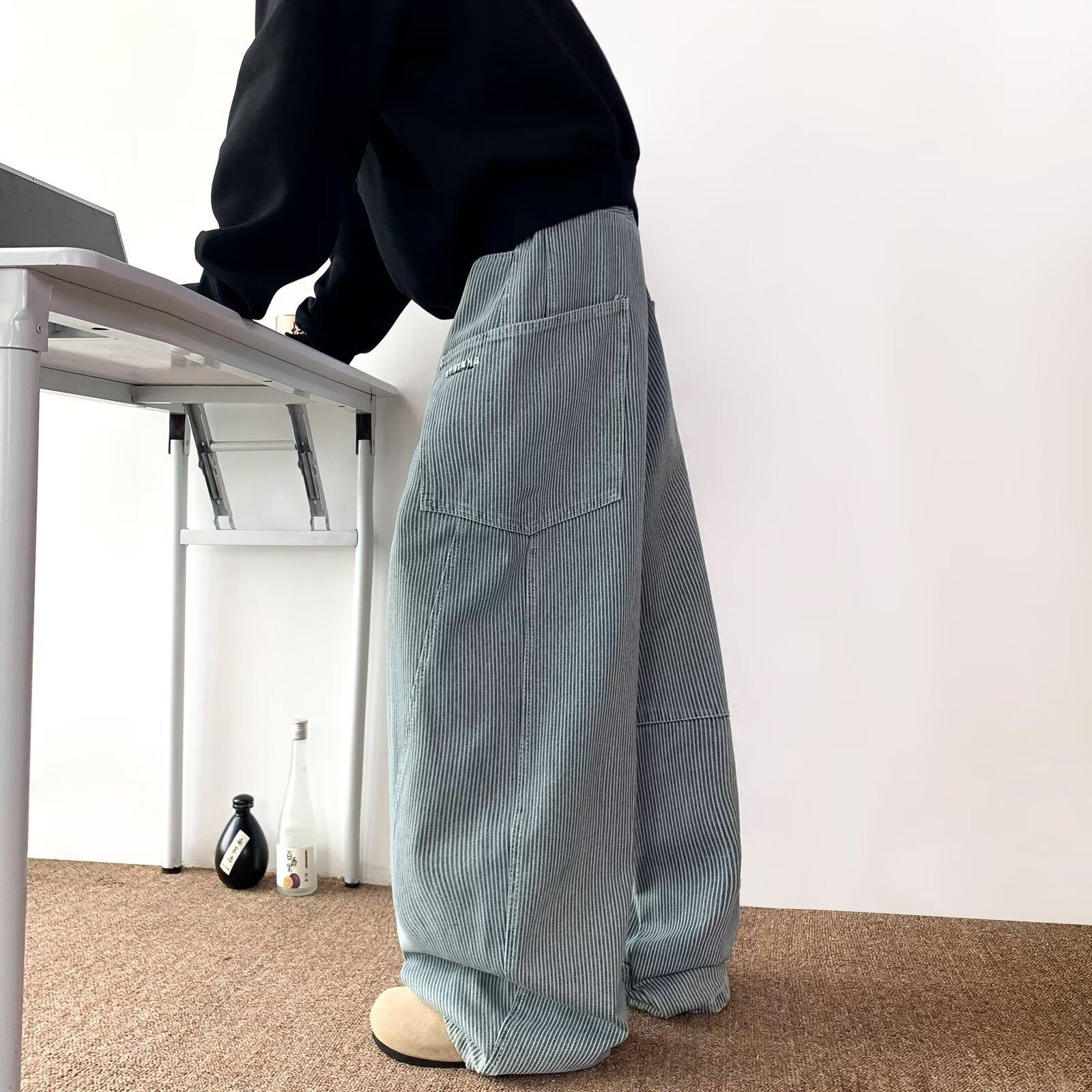 MA698-P55美式复古弯刀牛仔裤高街设计感宽松休闲显瘦阔腿拖地裤，女装牛仔裤，星座1611A