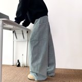 MA698-P55美式复古弯刀牛仔裤高街设计感宽松休闲显瘦阔腿拖地裤，女装牛仔裤，星座1611A