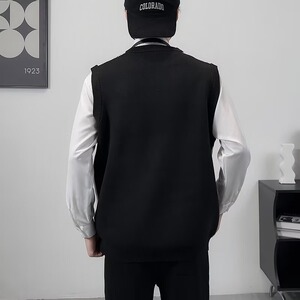 MA564-P48韩系小众设计感v领针织衫休闲坎肩马甲毛衣无袖上衣图片
