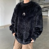 MA464-P58小众金属高级感垫毛衣慵懒风情侣5公分水貂毛绒针织衫，男装针织衫/毛衣，星座1611A