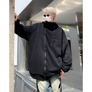 MA445-P55华棉复合斜拉链卫衣图片
