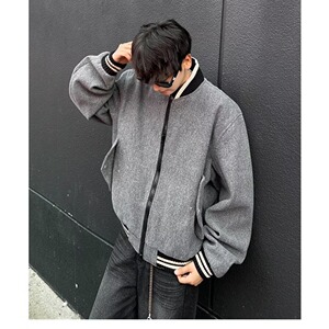 MA712-P75毛呢夹克秋冬季潮牌高级感短款棉衣外套宽松复古棒球服图片
