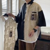MA296-P37痞帅拼接衬衫短袖夏季港风复古休闲衬衣设计感外套，男装西服，星座1611A