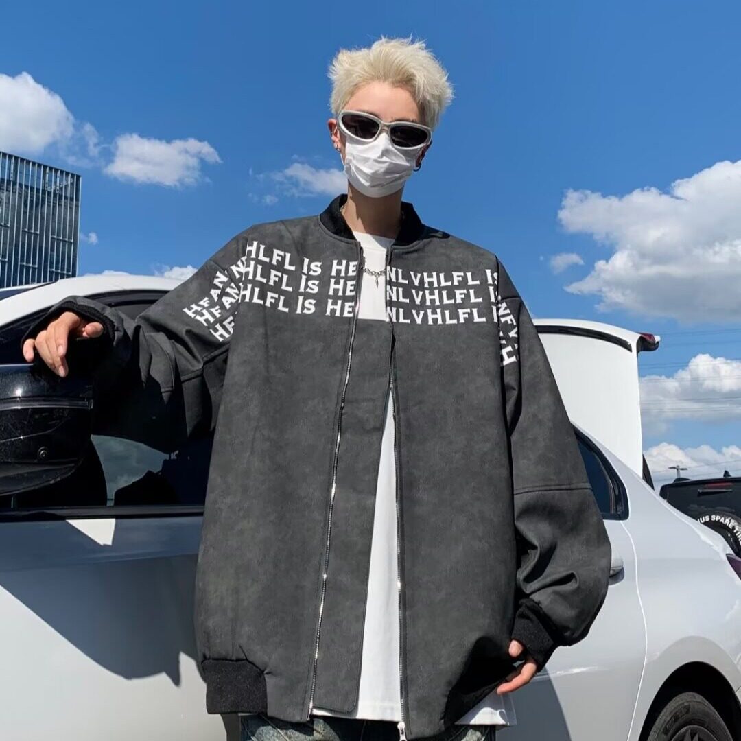 MA431-P73美式街头刺绣字母PU皮双层夹克外套拉链同款休闲外套，男装夹克，星座1611A