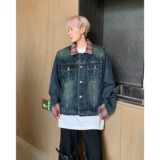 MA538-P72美式复古格纹翻领牛仔外套男春秋款小众高级感短款夹克，男装工装外套，星座1611A