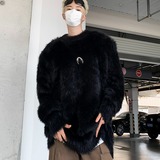 MA464-P58小众金属高级感垫毛衣慵懒风情侣5公分水貂毛绒针织衫，男装针织衫/毛衣，星座1611A