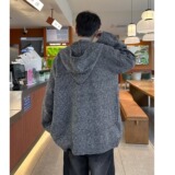 MA719-P48深灰色开衫毛衣季美式休闲潮牌宽松慵懒风连帽针织外套，男装针织衫/毛衣，星座1611A