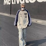 MA656-P37华棉复合港风时尚百搭宽松圆领套头字母印花卫衣打底衫，男装卫衣，星座1611A