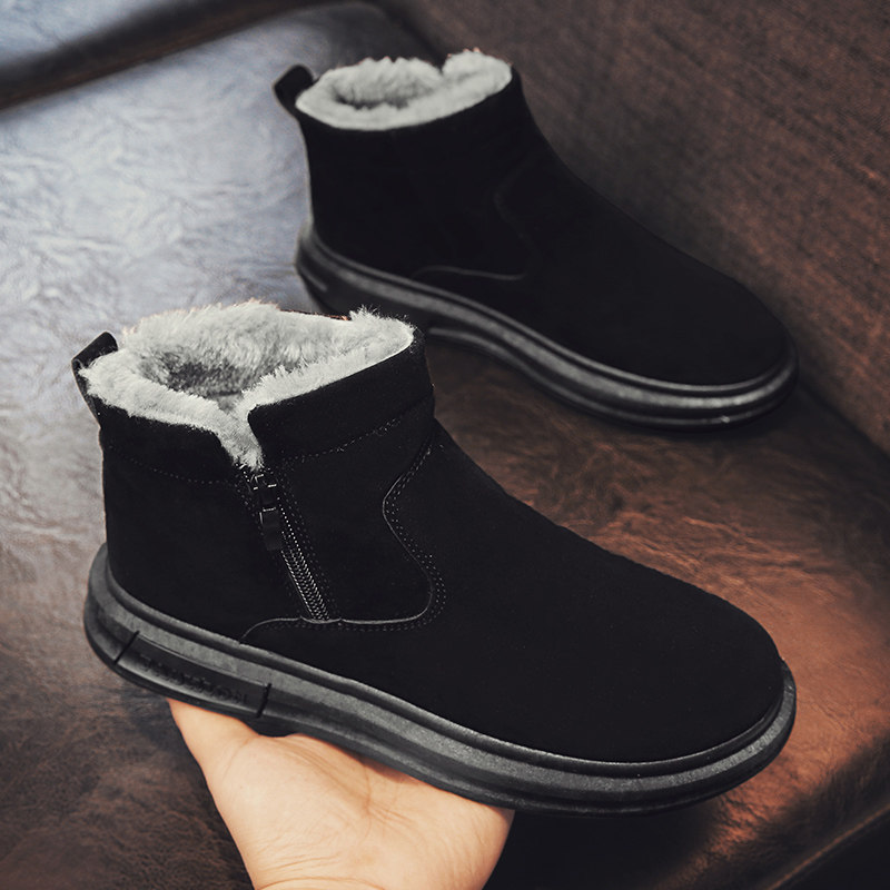 SNOW BOOTS MENS WINTER VELVET THICKENED WARM NORTHEAST COTTON SHOES MENS OUTDOOR COLD-RESISTANT ANTI-SLIP CARGO BOOTS