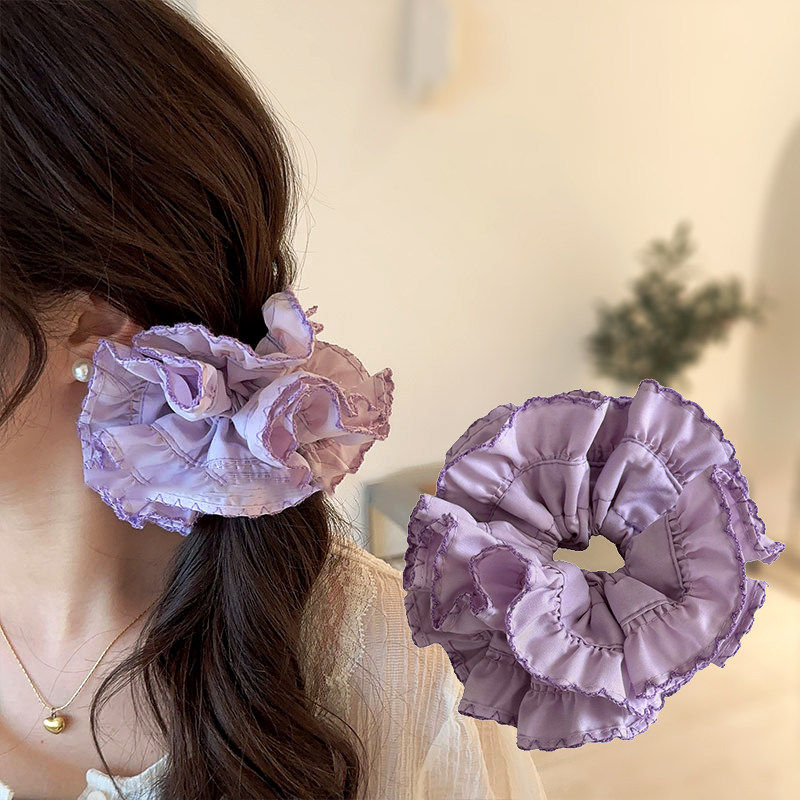 紫色甜美双层花边大肠发圈少女韩系扎头发丸子头皮筋发绳头绳头花,饰品/流行首饰/时尚饰品新,发饰,淘宝优惠券,粉丝福利购,淘宝优惠卷