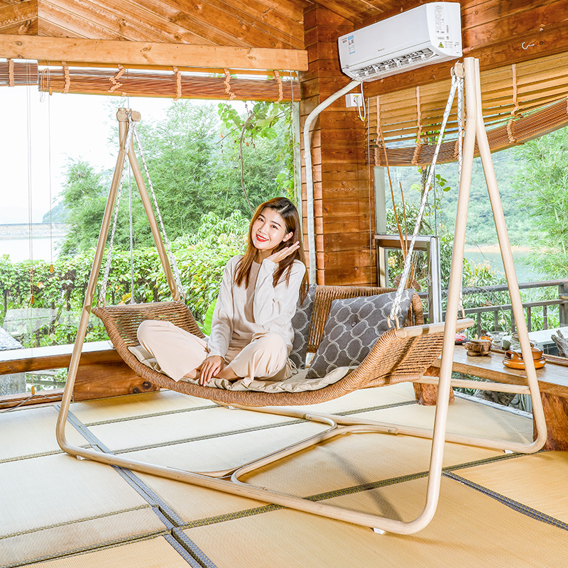 紫叶阳台休闲椅藤椅单人躺椅老人休闲沙发椅靠背椅藤编椅子家用椅