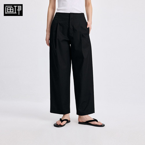 画伊2026早秋新品高腰直筒九分裤女小个子宽松休闲奇诺裤6CKZ4976