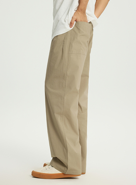 PKL 春夏休闲裤男西裤弹力宽松直筒大码美式潮牌简约阔腿长裤子