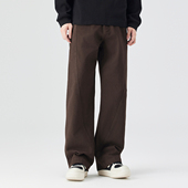 潮牌cleanfit宽松直筒阔腿长裤 PKL美式 复古重磅纯棉拼接休闲裤 男