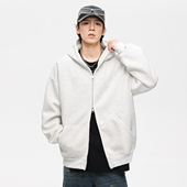 PKL 双拉链连帽外套宽松挺括帽衫 纯色情侣开衫 卫衣男上衣潮牌美式