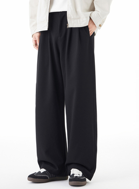 PKL 宽松弯刀阔腿裤男休闲秋冬季新款宽松高级感通勤镰刀西装裤子