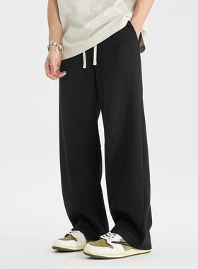 PKL 秋冬运动裤男卫裤直筒弯刀裤cleanfit宽松大码简约美式休闲裤