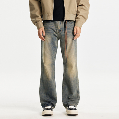 PKL美式复古vintag牛仔裤男女微喇宽松baggy阔腿cleanfit裤子潮牌