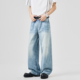 PKL 子 长裤 春夏宽松直筒阔腿牛仔裤 男简约水洗休闲百搭男女同款