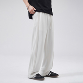 PKL 子简约纯色 男生裤 秋冬三条杠休闲裤 男潮牌阔腿宽松直筒运动裤