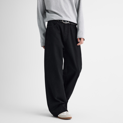 PKL 微喇牛仔裤男秋季黑色男裤美式直筒男士长裤男生裤子