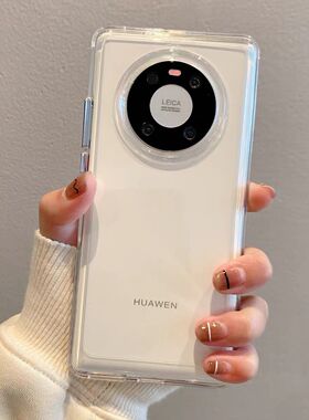 适用华为mate40pro手机壳全包防摔m30epro保护套金属按键荣耀60太空壳40e透明p40简约p50加厚nova9新款m40pro