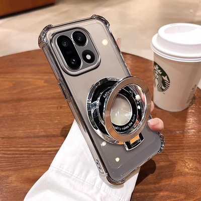 磁吸支架四角气囊适用一加15手机壳OPPO1+15高级感新款ace6/5网红爆款一加13全包防摔时尚创意电镀保护套外壳