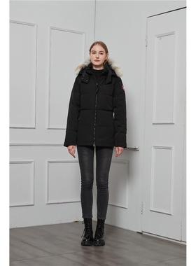 高端日本订单2025新款大鹅羽绒服女chel短款狼毛派克服修身3804L