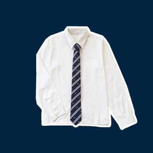 衬衣不透领带棉大码 上衣学生校服班服 日系JK制服尖圆领长袖 秋新款
