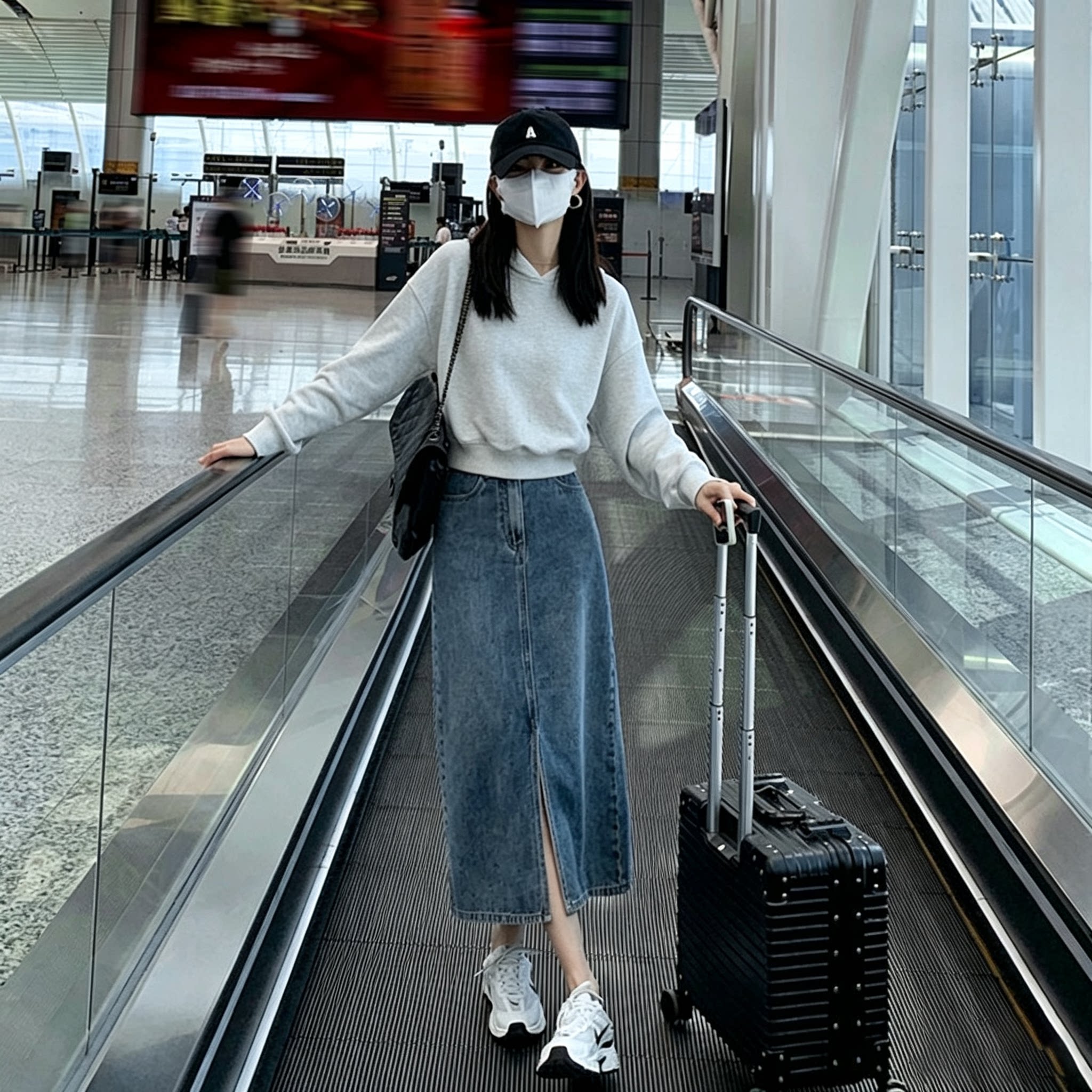 美式复古灰色薄款连帽卫衣女春秋小个子宽松慵懒港味chic短款上衣