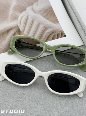 夏季海边度假亮色猫眼墨镜女多巴胺拍照防紫外线太阳眼镜男显脸小